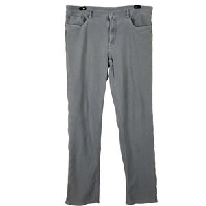 Faherty Brand Mens Grey Stretch Cotton Blend 5-Pocket Straight Leg Pants Size 36